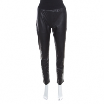 Pre Owned Maison Martin Margiela Black Lambskin Leather Leggings S