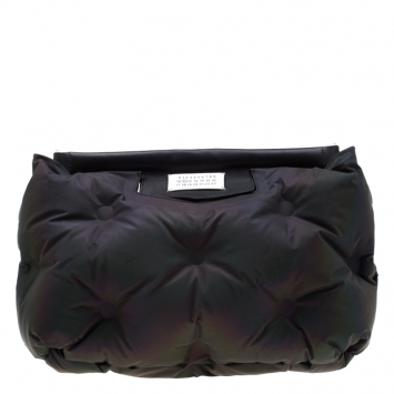 Pre Owned Maison Martin Margiela Black Metallic Nylon Pillow Glam Clutch Bag