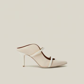 مملوكة مسبقًا Malone Souliers Cream Maureen Leather Point-Toe Mules Size IT 39.5