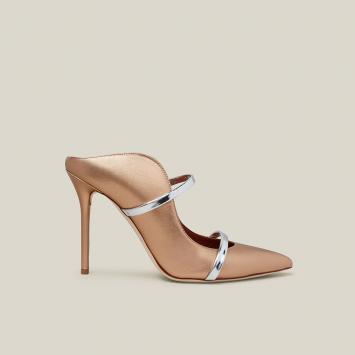 Pre Owned Malone Souliers Gold Maureen Metallic Leather Mules Size IT 36