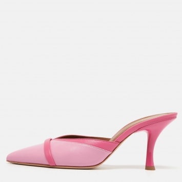 Pre Owned Malone Souliers Pink Leather Mules  Size 38  