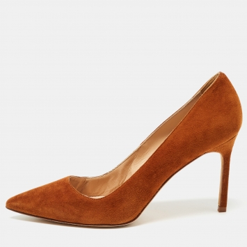 Pre Owned Manolo Blahnik Brown Suede BB Pumps Size 37.5