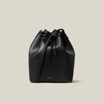 Pre Owned Mansur Gavriel Black Leather Bucket Bag One Size