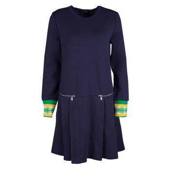 Pre Owned Marc By Marc Jacobs Indigo Drop Waist Zip Detail Sweatshirt Dress M