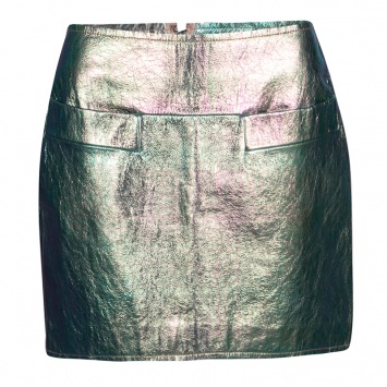 Pre Owned Marc by Marc Jacobs Metallic Iridescent Leather Mini Skirt S
