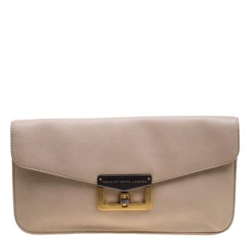 Pre Owned Marc by Marc Jacobs Beige Leather Bianca Clutch