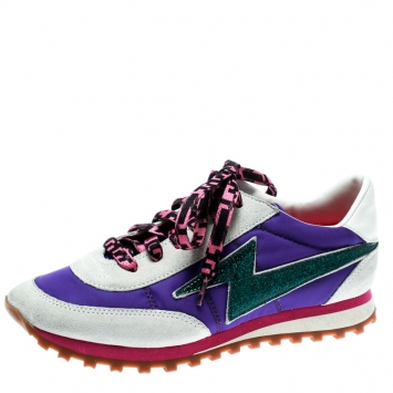Pre Owned Marc Jacobs Multicolor Fabric And Suede Lightning Bolt Platform Sneakers Size 36
