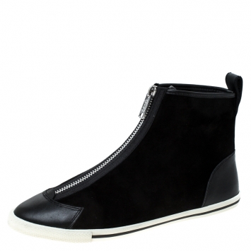 Pre Owned Marc by Marc Jacobs Black Suede Zip Front High Top Sneakers Size 38