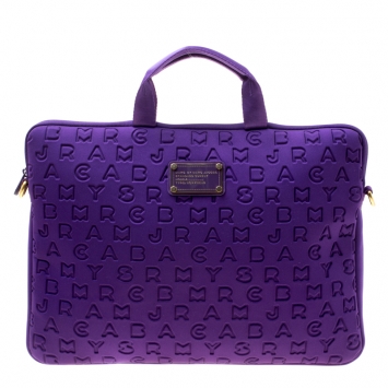 Pre Owned Marc by Marc Jacobs Purple Monogram Fabric Laptop Bag