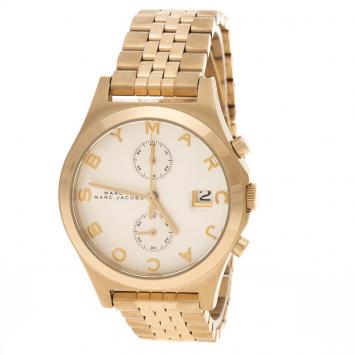 Pre Owned Marc by Marc Jacobs Silver Gold Plated Steel Fergus Chronograph MBM3379 Women's Wristwatch 38 mm