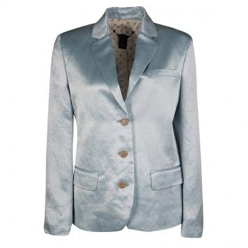 Pre Owned Marc by Marc Jacobs Stormy Sky Blue Cosmo Satin Blazer M