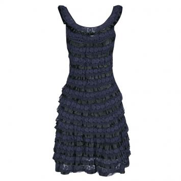 Pre Owned Marc by Marc Jacobs Navy Blue Lace Tiered Dress XS