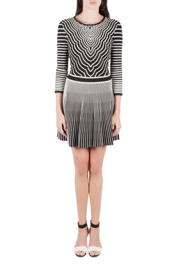 Pre Owned Marc by Marc Jacobs Black Radio Waves Intarsia A Line Dress XS