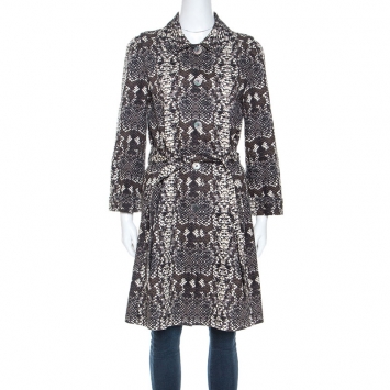 Pre Owned Marc by Marc Jacobs Python Print Cotton Mac Trench Coat M