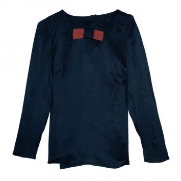 Pre Owned Marc by Marc Jacobs Black Silk Bow Top S
