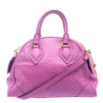 Pre Owned Marc by Marc Jacobs Purple Ostrich Embossed Leather Ozzie Square Baby Aiden Satchel