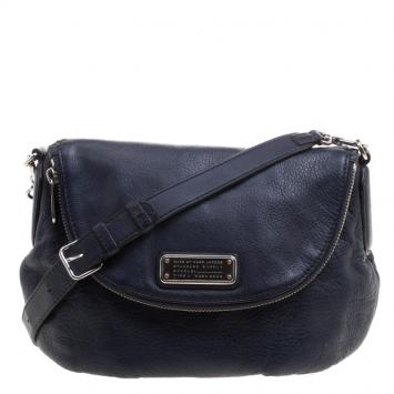 Pre Owned Marc by Marc Jacobs Navy Blue Leather Classic Q Natasha Crossbody Bag