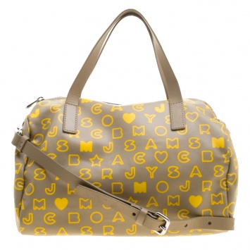 Pre Owned Marc by Marc Jacobs Beige/Yellow Coated Canvas Easy Bowling Bag