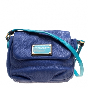 Pre Owned Marc By Marc Jacobs Blue/Turquoise Leather Crossbody Bag