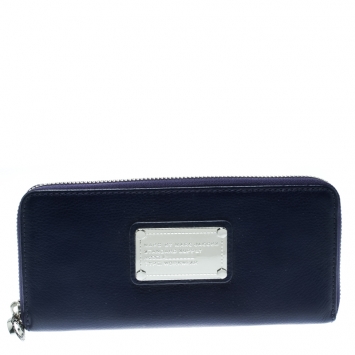 مملوكة مسبقًا Marc by Marc Jacobs Purple Leather Zip Around Wallet 