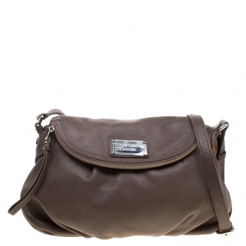 Pre Owned Marc by Marc Jacobs Dark Beige Leather Classic Q Natasha Crossbody Bag