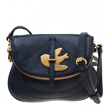 Pre Owned Marc by Marc Jacobs Blue Leather Petal to the Metal Flap Crossbody Bag 