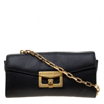 Pre Owned Marc by Marc Jacobs Black Leather Bianca Continental Wallet On Chain  