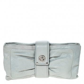 Pre Owned Marc by Marc Jacobs Grey Grained Leather Clutch