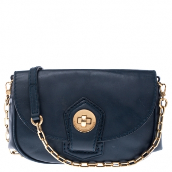 Pre Owned Marc by Marc Jacobs Dark Green Leather Turnlock Crossbody Bag