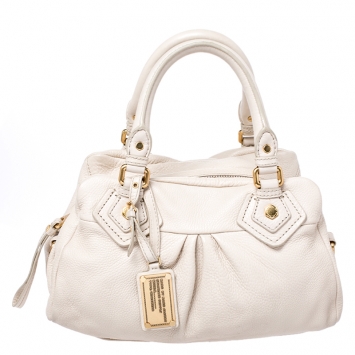 Pre Owned Marc by Marc Jacobs Cream Leather Classic Q Baby Groovee Bag