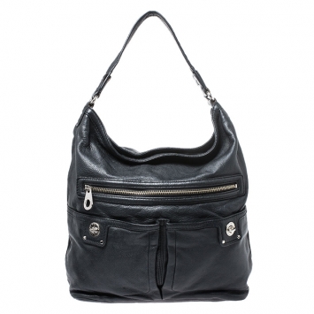 Pre Owned Marc by Marc Jacobs Black Leather Front  Zip Hobo