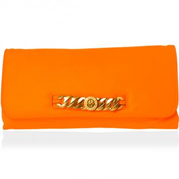 Pre Owned Marc by Marc Jacobs Katie Neon Orange Leather Clutch