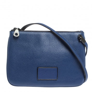 Pre Owned Marc By Marc Jacobs Royal Blue Leather Ligero Double Percy Crossbody Bag