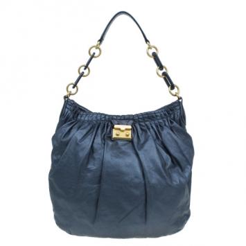 Pre Owned Marc by Marc Jacobs Black Nappa Leather Hobo