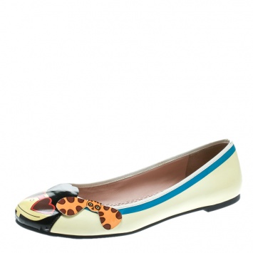 Pre Owned Marc by Marc Jacobs Multicolor Patent Leather Ballet Flats Size 38.5