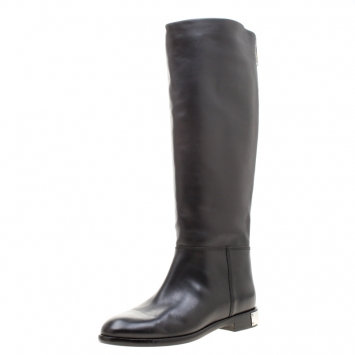 Pre Owned Marc By Marc Jacobs Black Leather Kip Knee High Boots Size 37