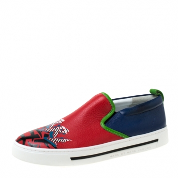 Pre Owned Marc by Marc Jacobs Multicolor Printed Leather Slip On Sneakers Size 38