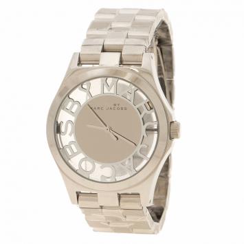 Pre Owned Marc By Marc Jacobs Silver Dial Stainless Steel Henry Skeleton Women's Wristwatch 39 mm