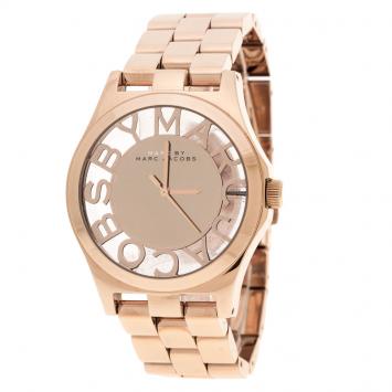 Pre Owned Marc by Marc Jacobs Rose Gold Plated Henry Skeleton MBM3107 Women's Wristwatch 40 mm