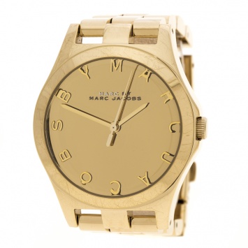 Pre Owned Marc by Marc Jacobs Gold Plated Stainless Steel Henry MBM3211 Women's Wristwatch 36 mm