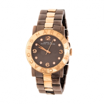 Pre Owned Marc by Marc Jacobs Brown Two-Tone Stainless Steel MBM3195 Women's Wristwatch 36 mm