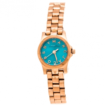 Pre Owned Marc by Marc Jacobs Blue Rose Gold Plated Stainless Steel Henry Dinky MBM3328 Women's Wristwatch 20 mm