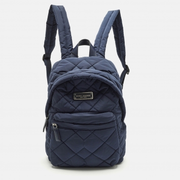 مملوكة مسبقًا Marc Jacobs Front Pocket Navy Blue Quilted Nylon Backpack