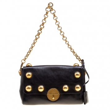 Pre Owned Marc Jacobs Black Leather Small Studded Gotham Shoulder Bag