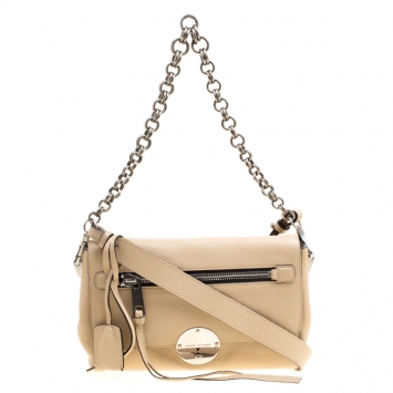 Pre Owned Marc Jacobs Beige Pebbled Leather Small Big Apple Gotham Shoulder Bag