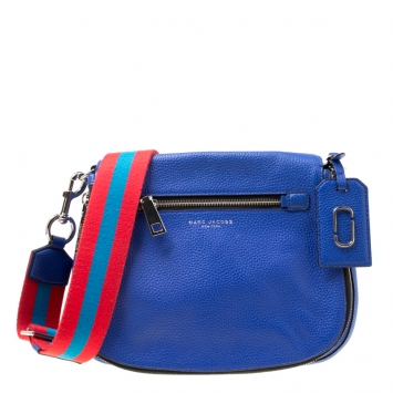 Pre Owned Marc Jacobs Blue Leather Recruit Nomad Saddle Shoulder Bag