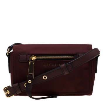 Pre Owned Marc Jacobs Burgundy Nylon Small Trooper Crossbody Bag