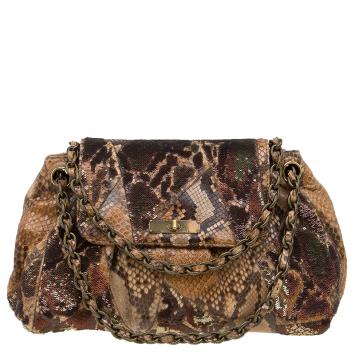 Pre Owned Marc Jacobs Beige Python and Sequins Mae Shoulder Bag