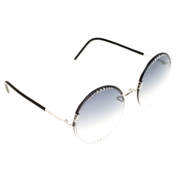 Pre Owned Marc Jacobs Silver/Blue Gradient 54/S Studded Round Sunglasses