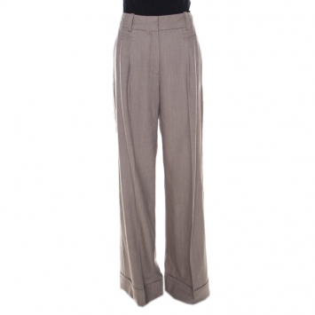 Pre Owned Marc Jacobs Pinstriped Stretch Wool High Waist Flared Trousers M
